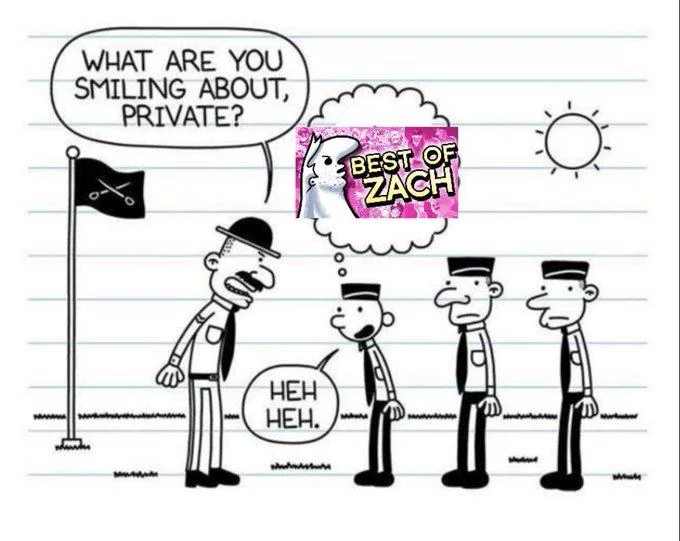 Wimpy Kid comic edit with student daydreaming about Best of Zach
