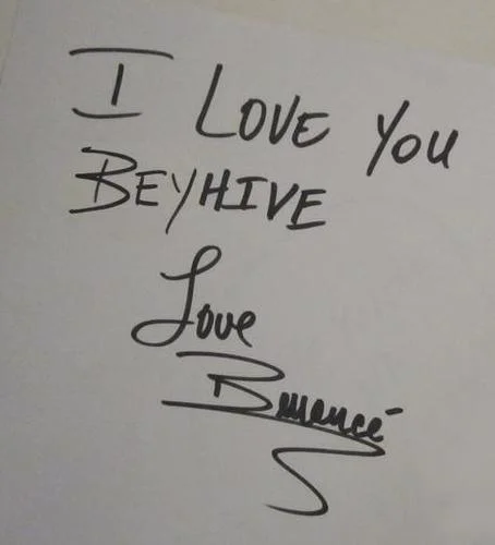 Beyonce — Handwritten note from Beyoncé to the Beyhive fandom