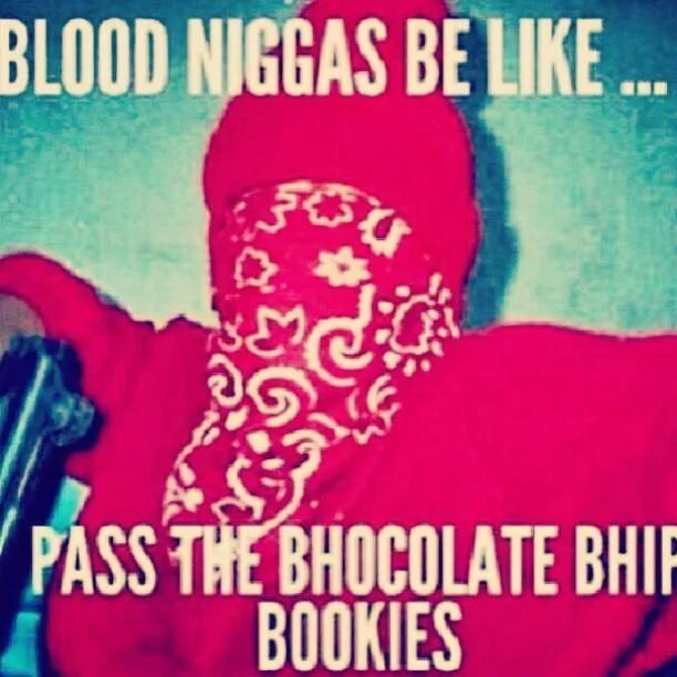 Meme with person in red bandana and Bhocolate Bhip Bookies text