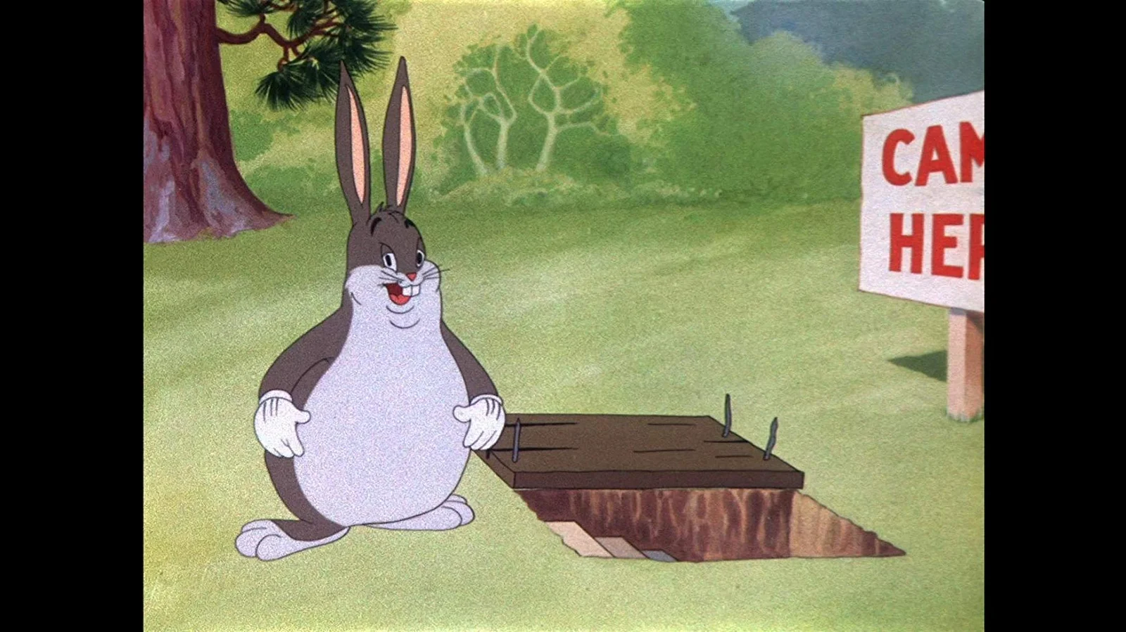 Big Chungus — 1941 Looney Tunes screenshot showing extremely overweight Bugs Bunny.