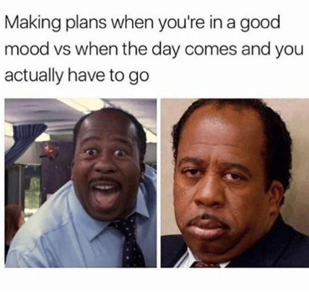 Big Mood — Two-panel mood contrast meme with smiling and frowning expressions