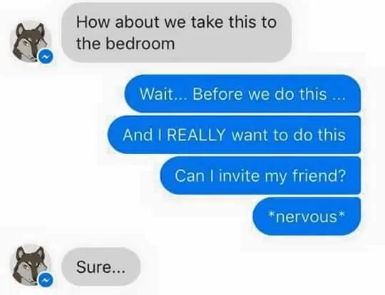 Facebook Messenger roleplay screenshot from the Biggie Cheese ironic furry meme series