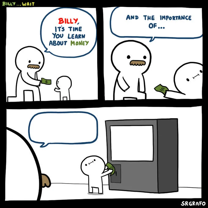 Billy Its Time You Learn About Money — Blank Billy learn about money comic template with empty speech bubble