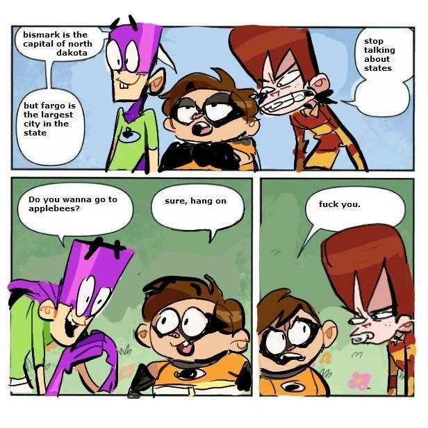 Bismarck Is The Capital of North Dakota — Fairly OddParents fan redraw of the Bismarck meme with Cosmo, Timmy, and Vicky.