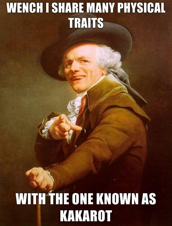 Bitch I Look Like Goku — Joseph Ducreux Archaic Rap meme captioned about sharing physical traits with Kakarot