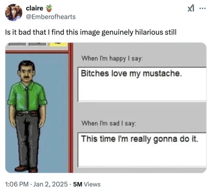 Bitches Love My Mustache This Time Im Really Gonna Do It — Mood meter chart with pleasant/unpleasant and high/low energy axes labeled with internet