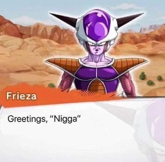 Dragon Ball Super scene depicting a Frieza variant with dialogue, representing the basis of Black Frieza meme culture which satirizes the character's repeated