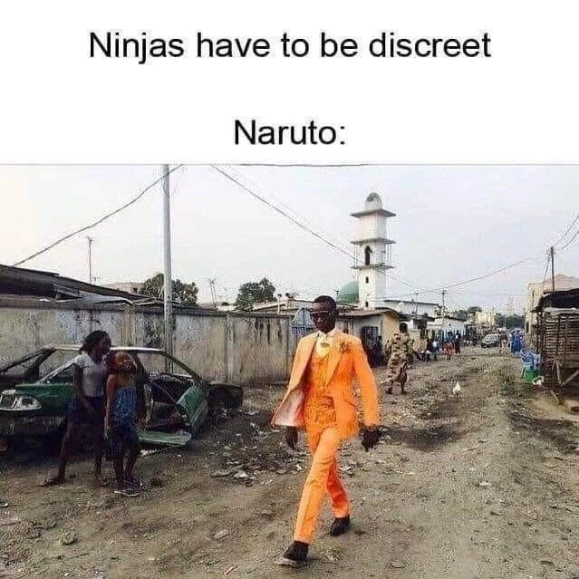 Black Guy In Orange Suit — Naruto ninja discretion meme with the orange suit image