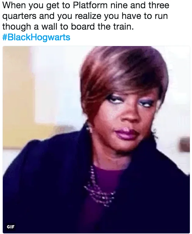 Blackhogwarts — Tweet about Platform 9 3/4 with Viola Davis giving skeptical side-eye