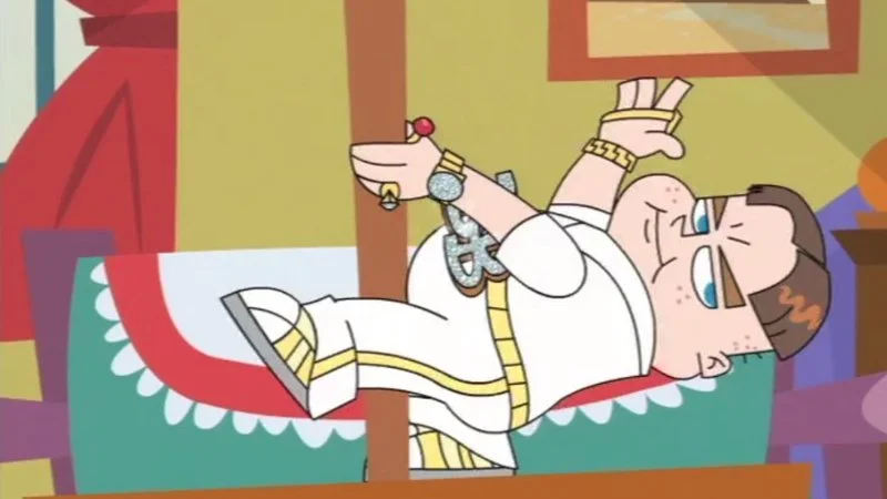 Bling Bling Boy — Johnny Test character in white clothing shown in a reclined, exaggerated pose against a colorful background from the animated series.