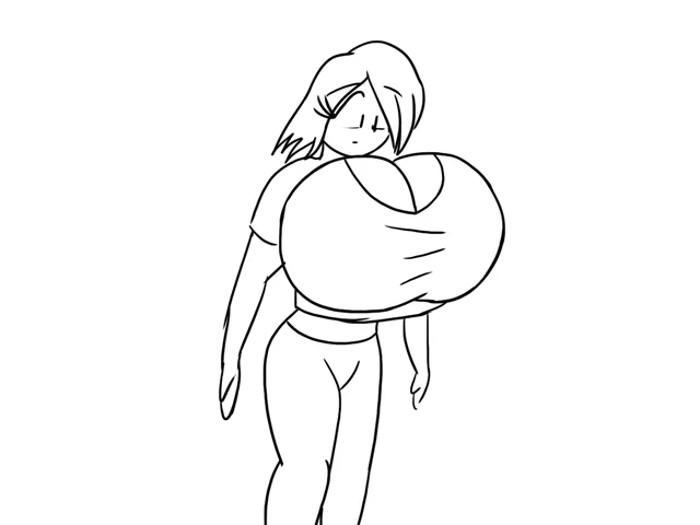 Body Inflation — Line art animation of a woman with an inflated torso