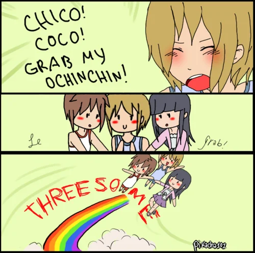Boku No Pico — Chibi fan comic of Pico Chico and Coco with rainbow threesome joke