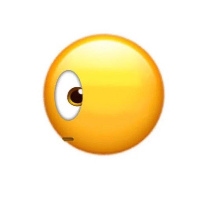 Bombastic Side Eye Side Eye Tiktok Trend — Yellow round emoji with a single eye giving a side-eye glance.