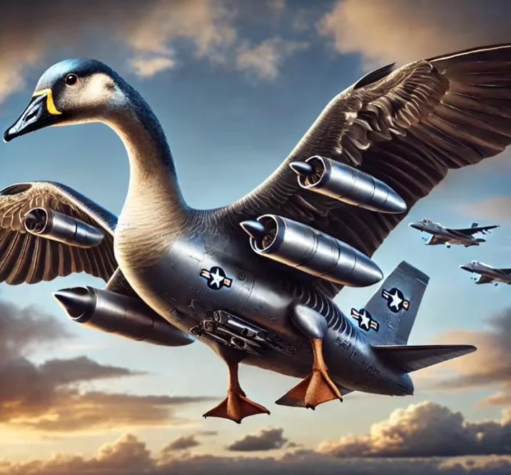 Bombombini Gusini — AI-generated Italian brainrot character described as the brother of Bombardiro Crocodilo, a goose-bomber hybrid.