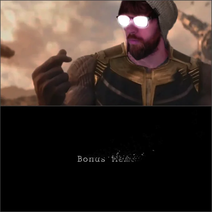 PewDiePie as Thanos snapping the Bonus Meme into dust