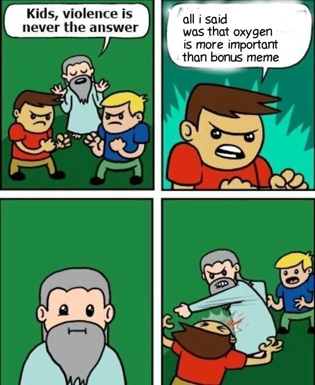 Violence is never the answer comic edited with bonus meme punchline