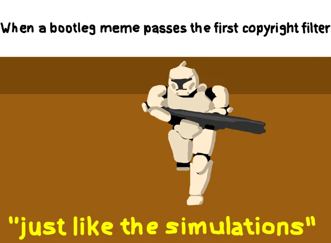 Bootleg Memes — Bootleg redraw of Star Wars clone trooper with caption about passing copyright filter