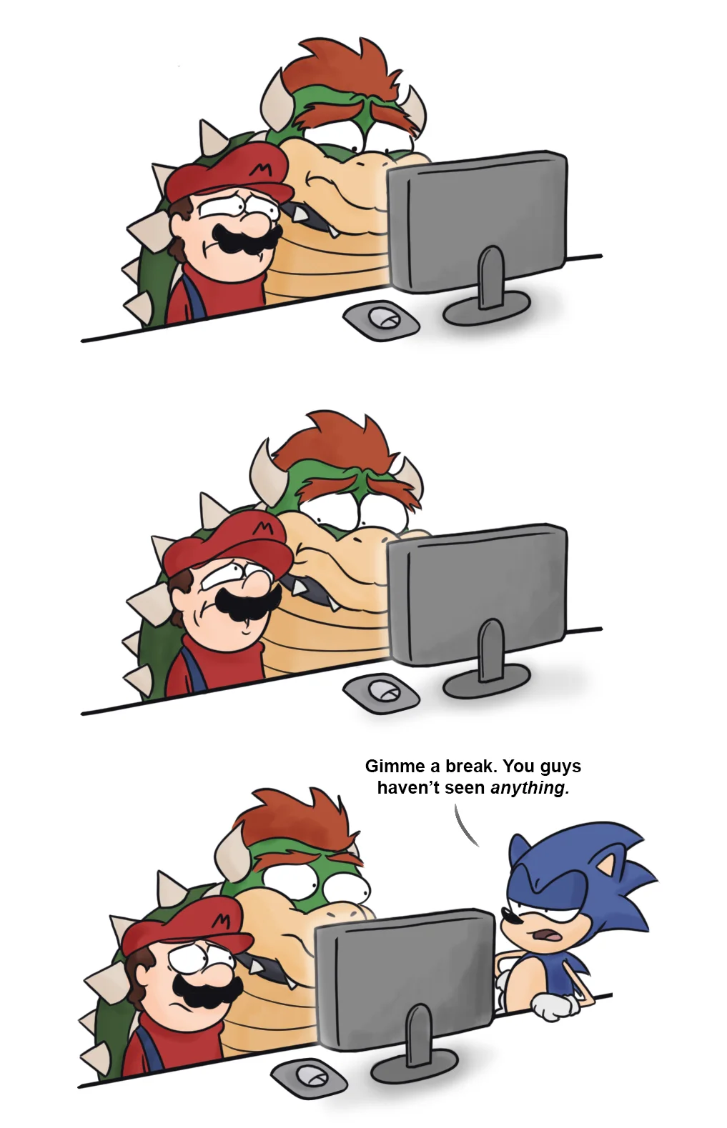Mario and Bowser reaction to Bowsette transformation