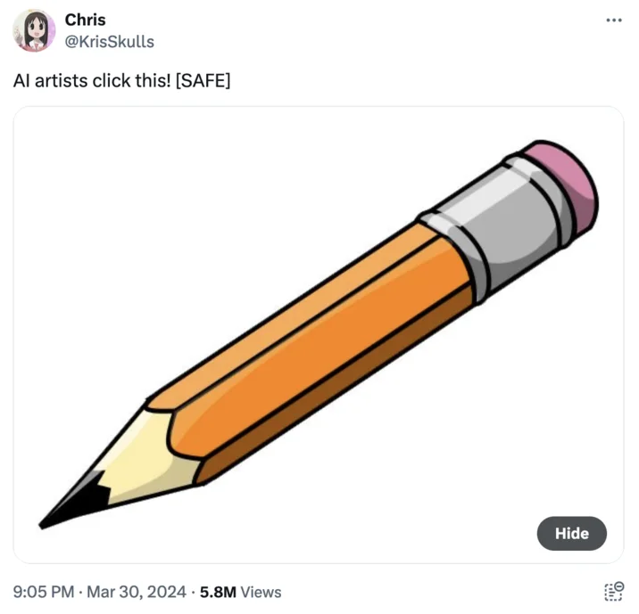 Break The Pencil — Simple AI-generated illustration of an orange pencil with a pink eraser, angled diagonally on a white background in stylized cartoon format.