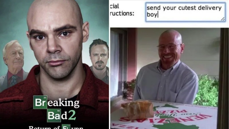 Breaking Bad Memes — Composite image blending promotional art with reaction screenshots.