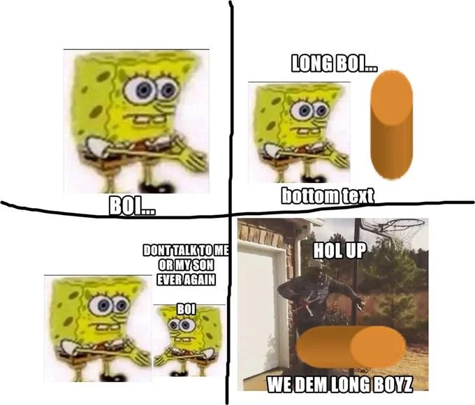 Pixelated Paper Mario parody of the Breath In Boi meme labeled boy