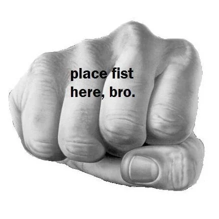 Bro Fist — Close-up of a fist with text 'place fist here, bro.' overlaid