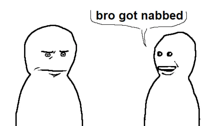 Bro Visited His Friend Friendpilled Visitmaxxer — Two-panel stick figure meme variant showing the same layout with 'bro got nabbed' as the mocking response.