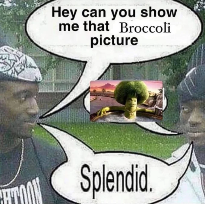 Broccoli In Hot Tub — Meme collage of three anthropomorphic vegetable characters including the hot tub broccoli with text 'A debate between these three would