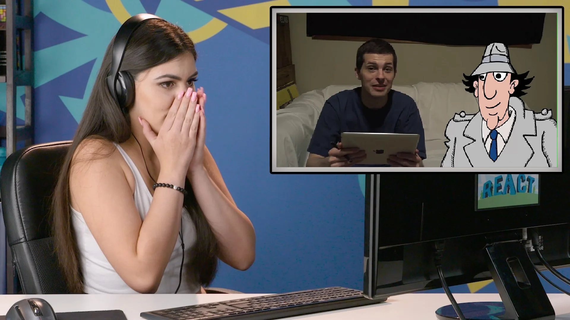 Brown Bricks/Minecrap — React video showing woman reacting to Mike Matei Minecraft with Gadget clip