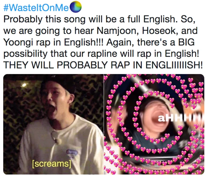 Fan tweet speculating about BTS rap line singing in English