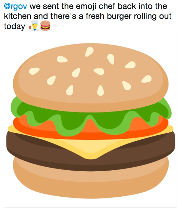 Burger Emoji Debate — Tweet showing Google's redesigned burger emoji with cheese on top