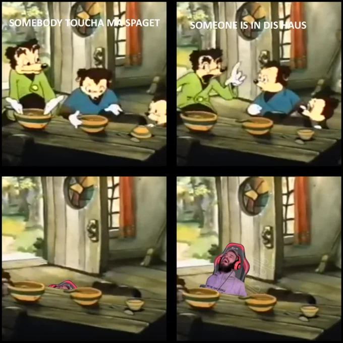 But Can You Do This — Four-panel Somebody Toucha My Spaghet cartoon meme edited with PewDiePie in the final panel