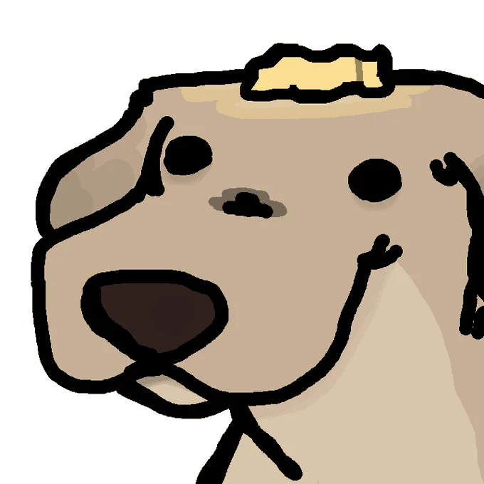 Butterdog — Doodle-style drawing of a dog with butter melting on its head