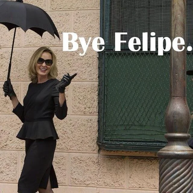 Bye Felicia — A photo meme showing a woman with umbrella and text reading Bye Felipe instead of Felicia.