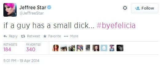A Twitter screenshot showing the Bye Felicia hashtag used as a dismissive farewell.
