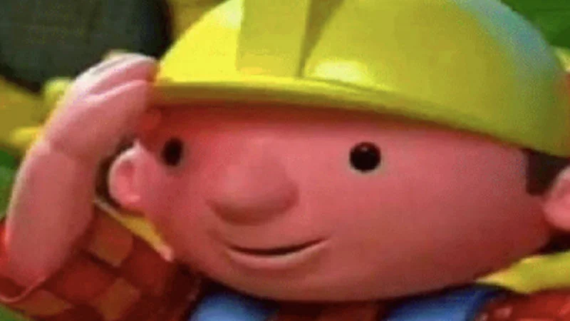 Can We Fix It — Close-up of Bob the Builder character tipping his yellow hard hat