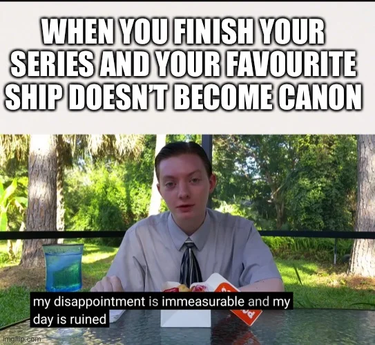 Canon Disappointment — A man expressing profound disappointment with text reading my disappointment is immeasurable and my day is ruined.