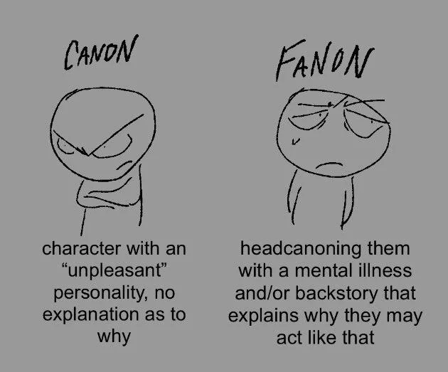 Canon Vs Fanon — CANON FANON character with an "unpleasant" personality, no explanation as to why headcanoning them with a mental illness and/or backstory that