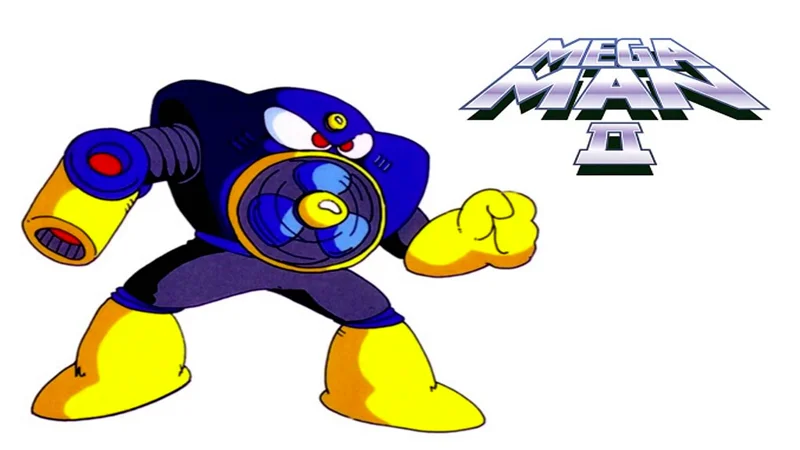Cant Beat Air Man Air Man Ga Taosenai — Air Man character art from Mega Man 2 with game logo