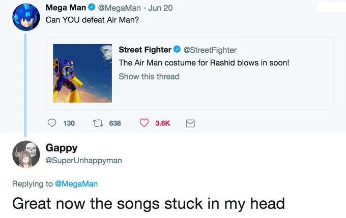 Cant Beat Air Man Air Man Ga Taosenai — Twitter thread with fan reply about the Air Man song being stuck in their head