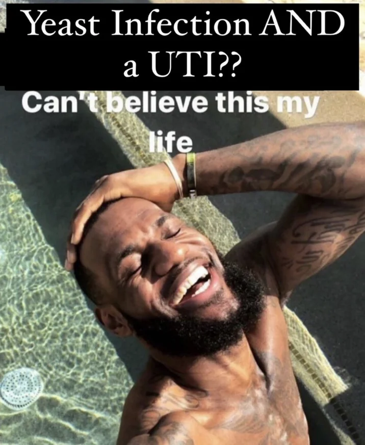 Can't Believe This My Life — LeBron James smiling meme with nearly all caption text redacted, leaving only the word 'Can't'