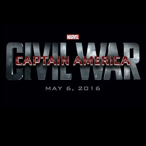 Captain America Civil War 4 Pane Captain America Vs Iron Man — Captain America Civil War movie logo with May 6, 2016 release date