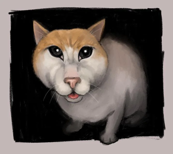 Cat Eating Then Looking Up — Fortnite character and Peely reacting in a kitchen