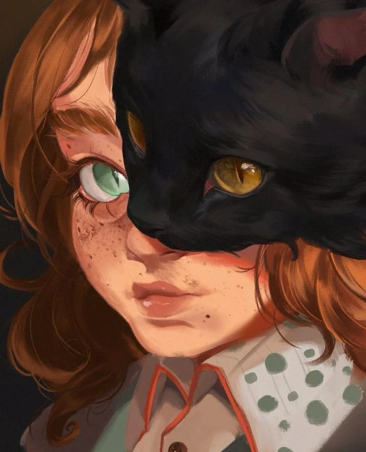 Cat Standing In Front Of Girls Face Ai Art Redraw
