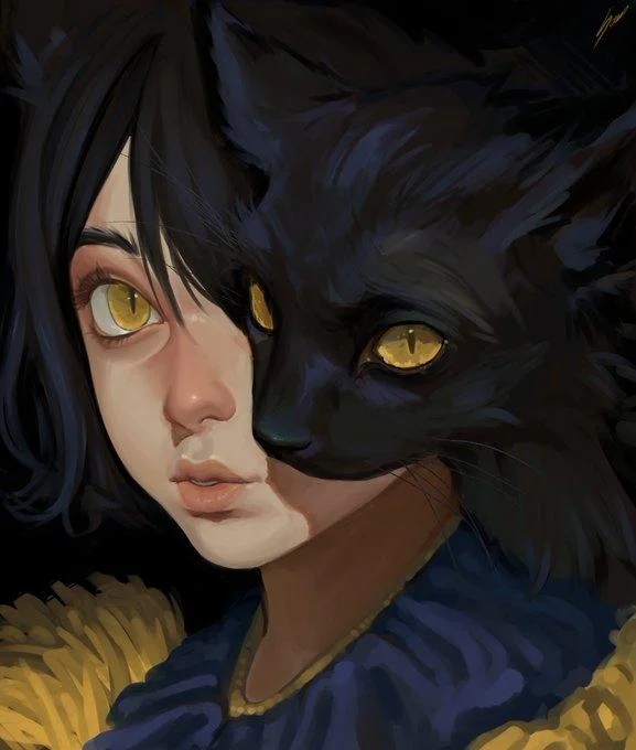Cat Standing In Front Of Girls Face Ai Art Redraw