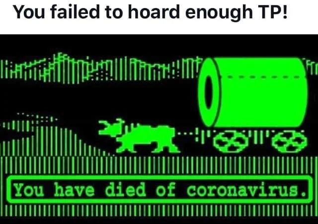 Cause Of Death: COVID — Oregon Trail death screen parody about failing to hoard toilet paper during coronavirus