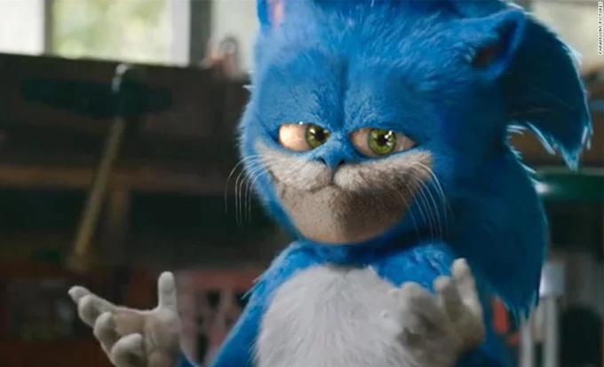 Cgi Sonic Edits — CGI Sonic edited with a cat face featuring whiskers and slit eyes