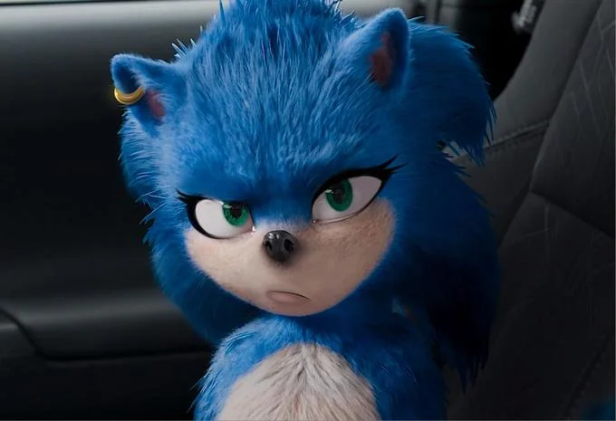 Cgi Sonic Edits — Original CGI movie Sonic sitting in car with grumpy expression