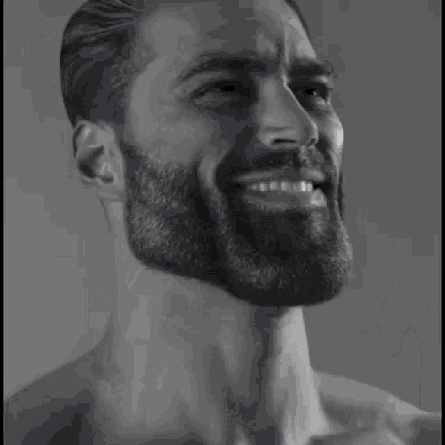 Animated GIF of a person pulling the exaggerated Chad Face pout-and-squint expression