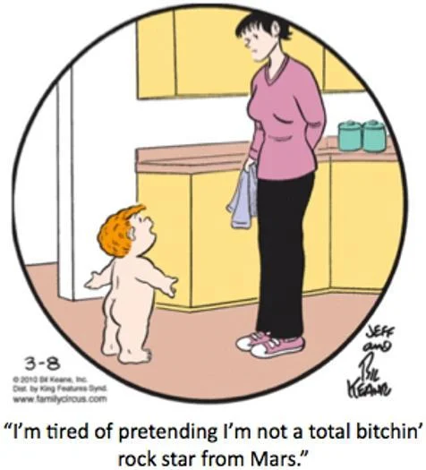 Family Circus comic featuring the Charlie Sheen 'rock star from Mars' quote